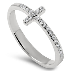 Steady Cross Silver Ring, "TRUE LOVE WAITS - 1 TIMOTHY 4:12"-Wholesale