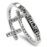 Cross Twine Silver Ring, "HOPE - JEREMIAH 29:11"