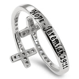 Cross Twine Silver Ring, "HOPE - JEREMIAH 29:11"-Wholesale