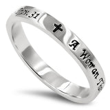 Petite Cross Silver Ring, "A WOMAN THAT FEARETH THE LORD-Wholesale
