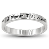 Petite Cross Silver Ring, "A WOMAN THAT FEARETH THE LORD