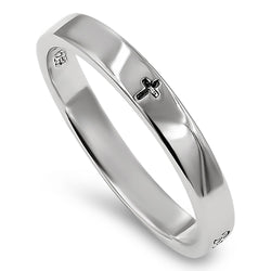 Petite Cross Silver Ring, "BELIEVE TRUST PRAY GIVE HOPE REJOICE"-Wholesale