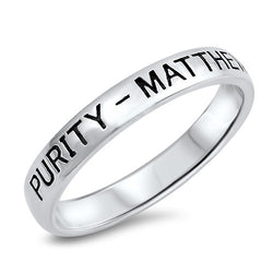 Christian Bible Verse Women's Silver Ring, "PURITY"