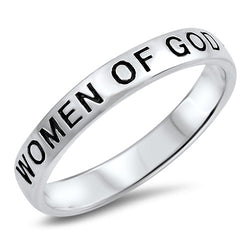 Christian Bible Verse Women's Silver Ring, "WOMAN OF GOD"