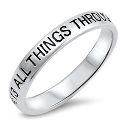 Christian Bible Verse Men's Silver Ring,"ALL THINGS THROUGH CHRIST MY STRENGTH"