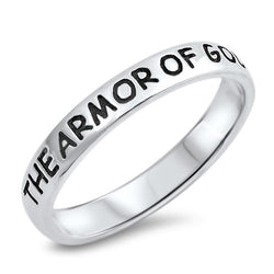 Christian Bible Verse Men's Silver Ring, "THE ARMOR OF GOD"