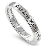 Stack CZ Princess Silver Ring, "TRUE LOVE WAITS - 1 TIMOTHY 4:12"