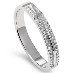 Stack CZ Princess Silver Ring, "I AM MY BELOVED'S AND HE IS MINE - SOS 6:3"