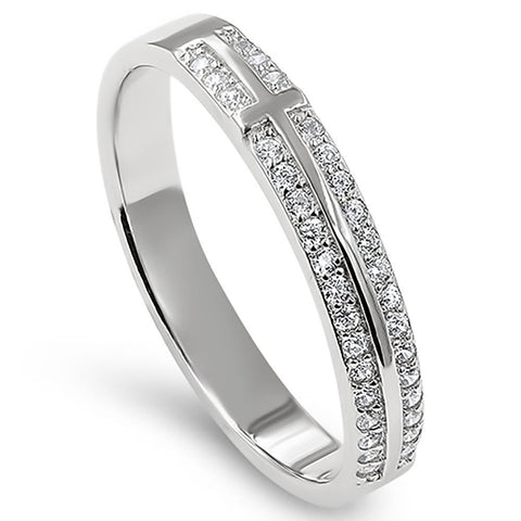 Stack CZ Princess Silver Ring, "TRUE LOVE WAITS - 1 TIMOTHY 4:12"-Wholesale