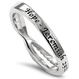 Double CZ Band Silver Ring, "HOPE - JEREMIAH 29:11"-Wholesale