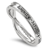 Double CZ Band Silver Ring, "SERENITY - SERENITY - SERENITY"-Wholesale