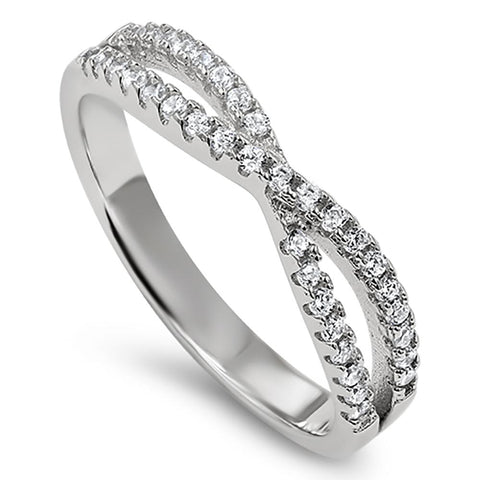 Double CZ Band Silver Ring, "SERENITY - SERENITY - SERENITY"