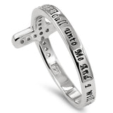 Sideway Cross Silver Ring, "CALL UNTO ME AND I WILL ANSWER THEE - JER. 33:3"-Wholesale