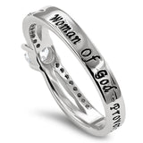 Diamond Eternity Silver Ring, "WOMAN OF GOD - PROVERBS 31"-Wholesale