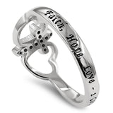 Butterfly Cross Silver Ring, "FAITH