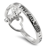 Butterfly Cross Silver Ring, "TRUE LOVE WAITS - 1 TIMOTHY 4:12"-Wholesale