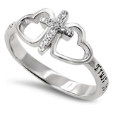 Butterfly Cross Silver Ring, "TRUST IN THE LORD WITH ALL THINE HEART - PROV. 3:5 "-Wholesale