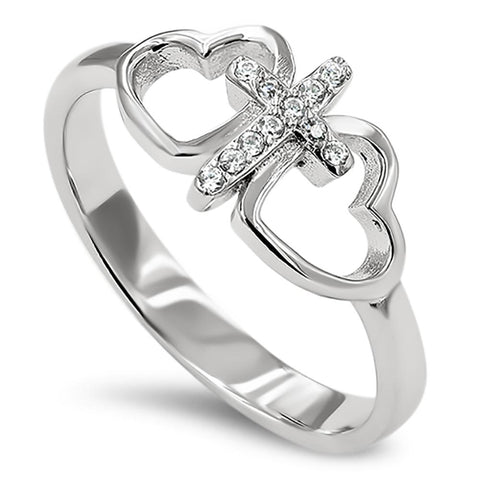 Butterfly Cross Silver Ring, "THE GREATEST OF THESE IS LOVE - 1 COR. 13:13"