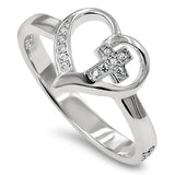 Fluid Heart Silver Ring, "NO GREATER LOVE - JOHN 15:13"