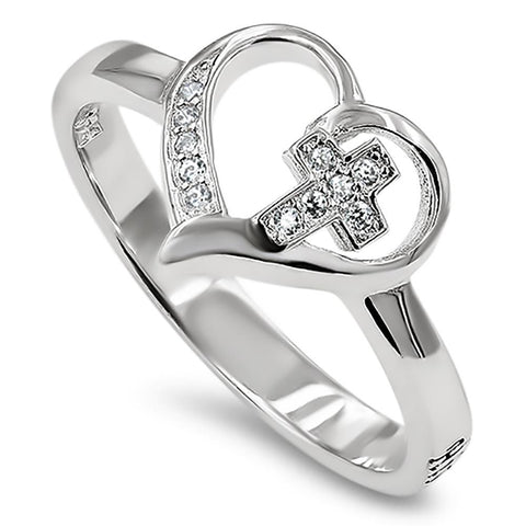 Fluid Heart Silver Ring, "NO GREATER LOVE - JOHN 15:13"-Wholesale
