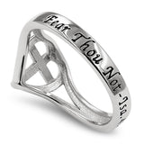 Heart Sheild Cross Silver Ring, "FEAR THOU NOT - ISA. 41:10"