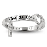 Sidway Hollow Heart Silver Ring, "GOD IS LOVE 1 JOHN 4:16"-Wholesale