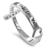 Sidway Hollow Heart Silver Ring, "TRUE LOVE WAITS 1 TIMOTHY 4:12"-Wholesale