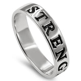 BAND Silver Ring, "STRENGTH CHRIST MY STRENGTH"