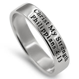 BAND Silver Ring, "STRENGTH CHRIST MY STRENGTH"-Wholesale