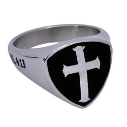 R2 Shield Cross Ring, "Christ My Strength"