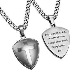 Silver R2 Shield Cross, "Christ My Strength"