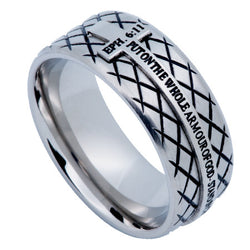 Silver Diamond Back Cross Ring, "Armour Of God"
