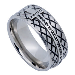 Silver Diamond Back Cross Ring, "Forgiven"