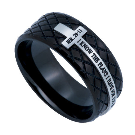 Black Diamond Back Cross Ring, "I Know"
