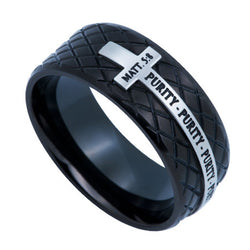 Black Diamond Back Cross Ring, "Purity"