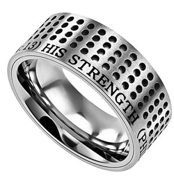 Silver Sport Ring, "His Strength"