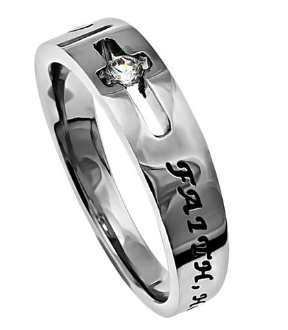 Solitaire Ring, "Faith Hope Love"