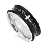 Spinner Black Cross Ring, ”ARMOUR OF GOD“