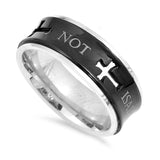 Spinner Black Cross Ring, ”FEAR NOT“