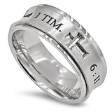 Spinner Silver Color Cross Ring, ”MAN OF GOD“