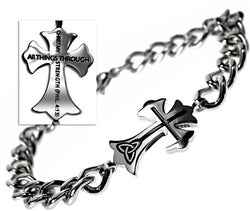 Trinity Cross Bracelet, "All Things Through Christ"
