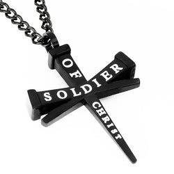 Third Hour Cross Black Necklace, "SOLDIER OF CHRIST "