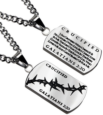 Crown of Thorns Dog Tag, "Crucified"
