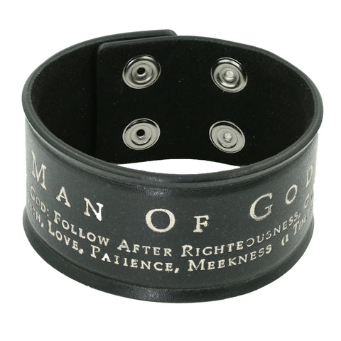 Leather Bracelet Black,"MAN OF GOD"